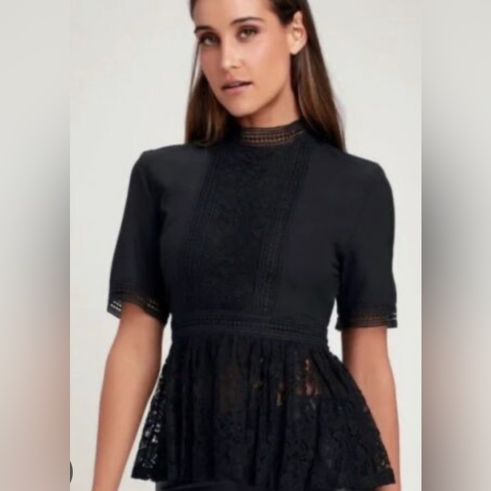 ZARA lace detailed peplum blouse